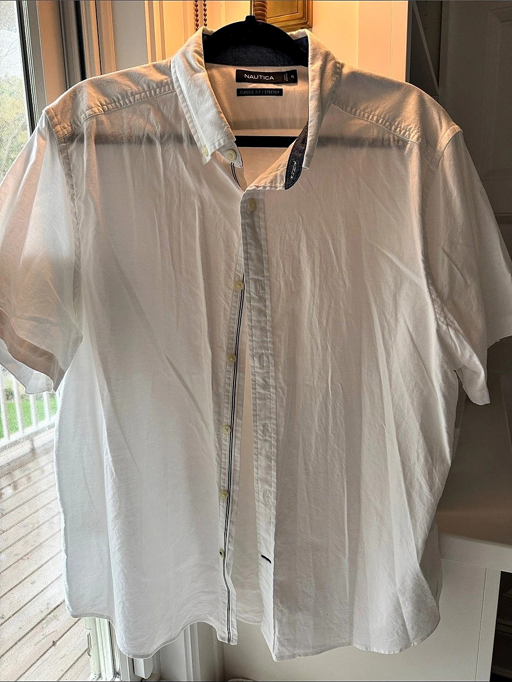 Nautica Classic Fit / Stretch Short Sleeve Shirt White Size XL Like New